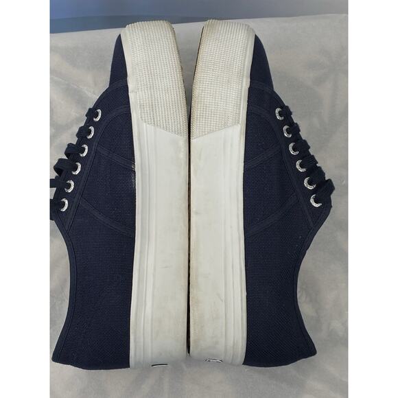 Superga Platform Sneakers Tennis Shoes Women's Navy Blue Canvas Shoe Size 9.5 - Picture 5 of 8